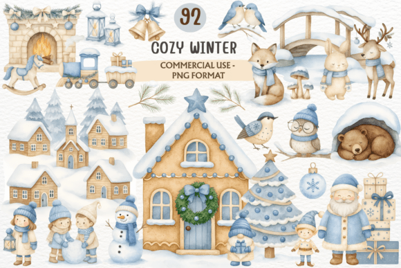 Download Watercolor Cozy Winter Clipart Christmas - Cozy winter clipart Collection
