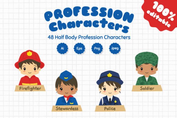 Download Half Body Profession Characters Vector - Vector Collection
