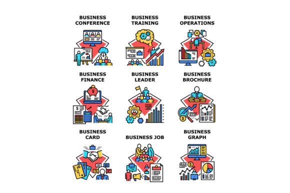 Download Business Training Set Icons Vector - Vector Collection