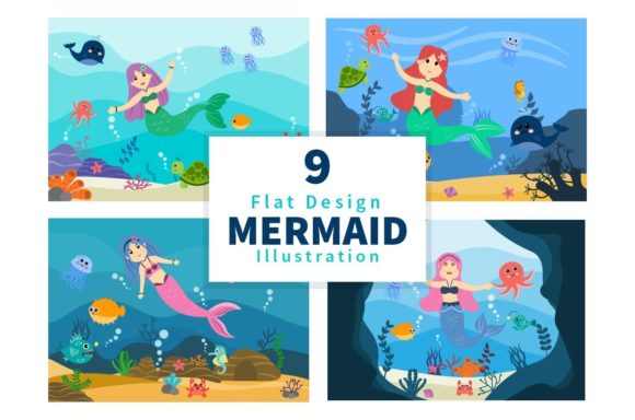 Download 9 Mermaid and Cute Sea Animals Design - Cute sea animals Collection