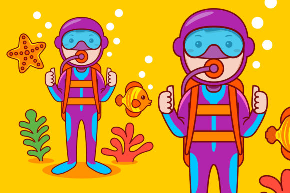 Download Man Diver Profession Cartoon Vector - Vector Collection
