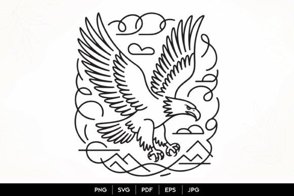 Download Eagle Line Art Vector Illustration - Vector Collection