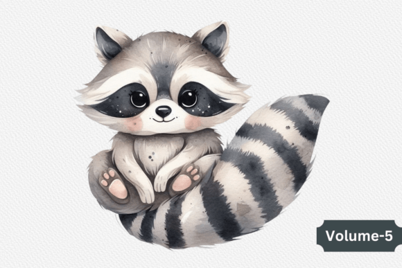 Download Watercolor Raccoon Clipart Volume –5 - Raccoon clipart Collection