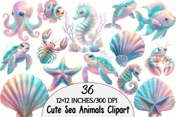 Download Watercolor Cute Sea Animals Clipart - Cute sea animals Collection