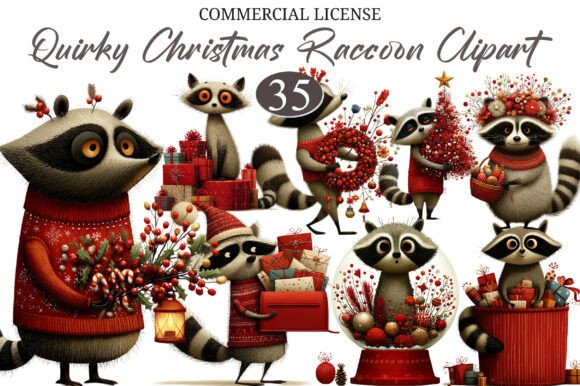 Download Quirky Christmas Raccoon Clipart - Raccoon clipart Collection