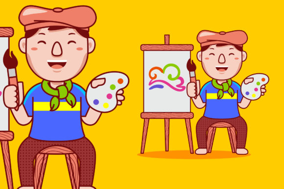 Download Man Artist Profession Cartoon Vector - Vector Collection
