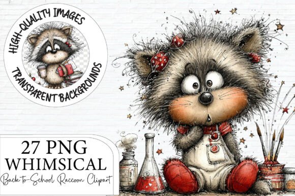 Download Whimsical Back to School Raccoon Clipart - Raccoon clipart Collection