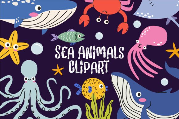 Download Cute Sea Animals Vector Clipart - Vector Collection