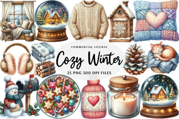 Download Watercolor Cozy Winter Clipart - Cozy winter clipart Collection
