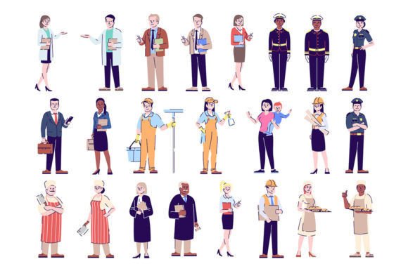 Download Professions Flat Vector Illustration Set - Vector Collection