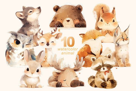 Download Watercolor Animal Bundle - Watercolor animal Collection