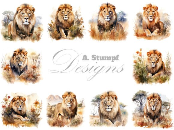 Download Lion Clipart Watercolor Animal Bundle - Watercolor animal Collection