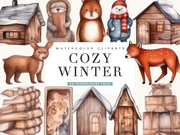 Download Watercolor Cozy Winter Clipart - Cozy winter clipart Collection