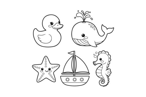 Download Cute Sea Animals Set Flat Design Vector - Vector Collection
