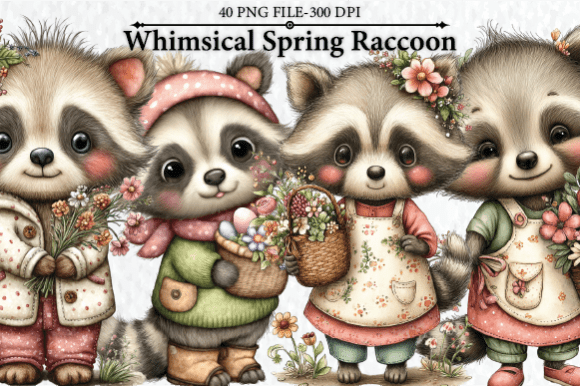 Download Whimsical Spring Raccoon Clipart - Raccoon clipart Collection