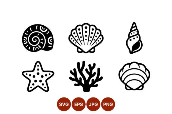 Download Sea Shells and Starfish Vector Line Art - Vector Collection