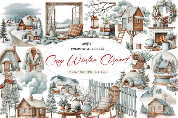 Download Watercolor Cozy Winter Clipart - Cozy winter clipart Collection